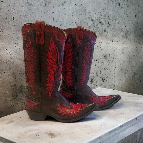 Old Gringo red eagle black leather & snake handmade vintage cowboy boot - Picture 4 of 17